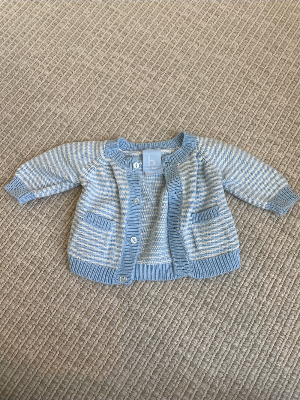 bella bliss Blue & White Striped Knit Cardigan